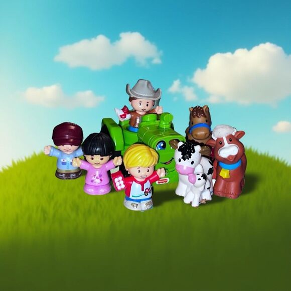 Fisher-Price Little People Helpful Harvester Tractor with Farmer Friends Animal - Picture 1 of 4